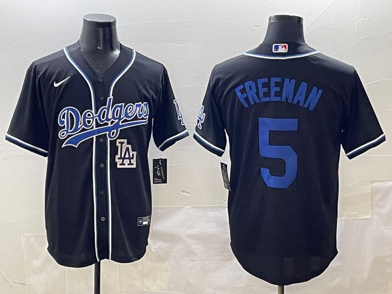 Men 2025 Los Angeles Dodgers #5 Freeman Black Three generations Fashion Nike MLB Jersey style 8